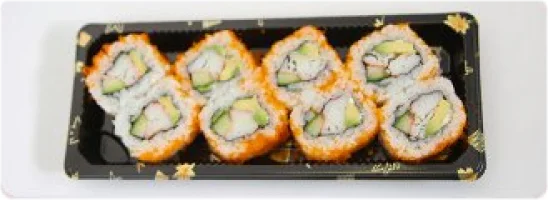 Gefituurde zalm, roomkaas, komkommer, massago, sesam